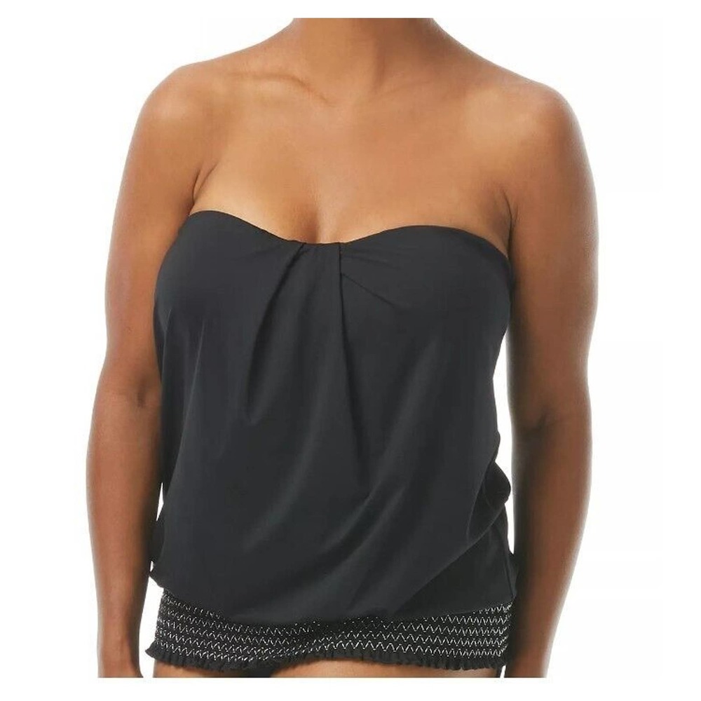 Coco Reef 38C Tankini Bathing Suit Top Black Strapless + Straps Swimsuit